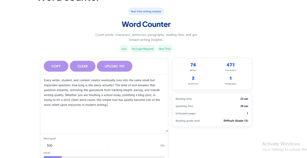 Bizboosted word counter interface https://bizboosted.com/word-counter-2/