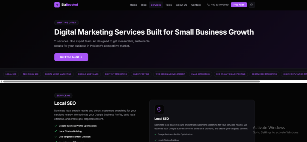 our service page