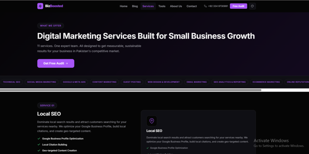bizboosted service page
