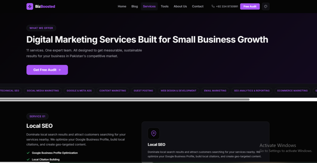 Our service page